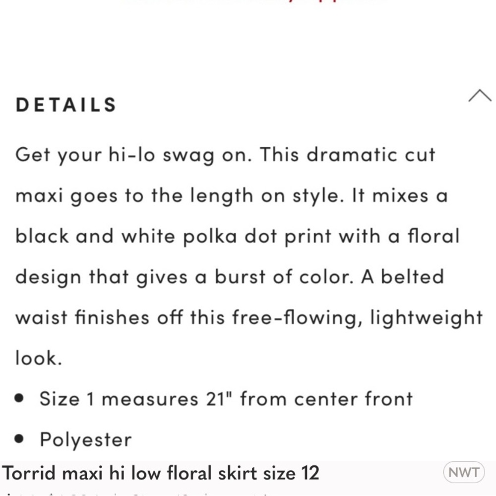 Torrid maxi hi lo floral skirt size 12. - Picture 8 of 9